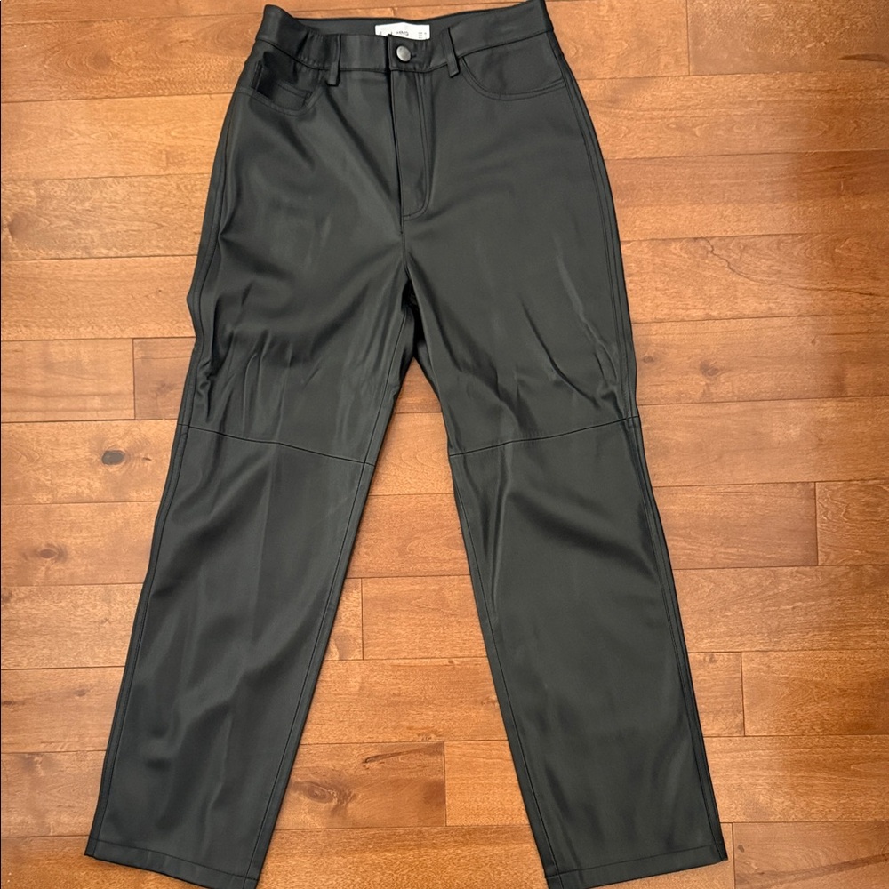 Mango black faux leather pants